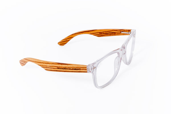 Wooden Element Crystalline Blue Light Glasses (Clear/Zebra)