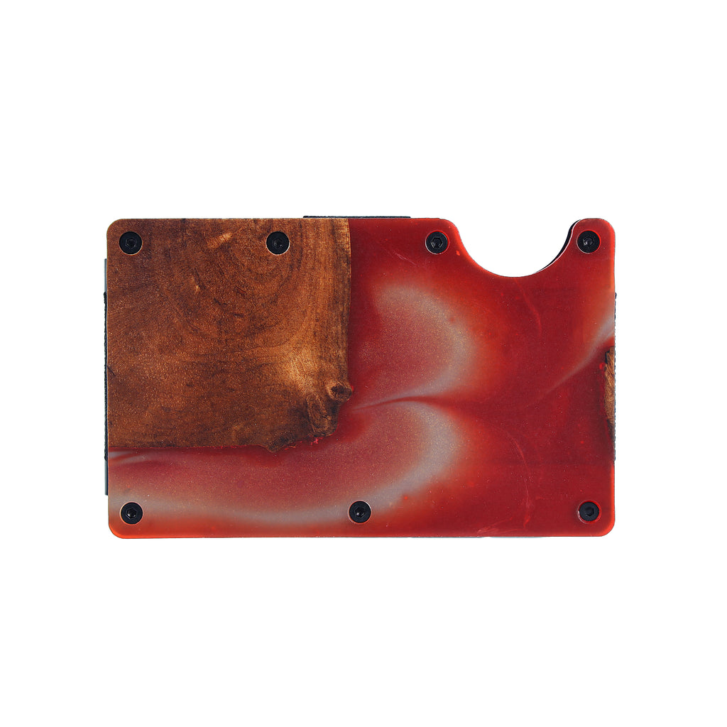 Wood and Resin Smart Wallet (Red and Gold)