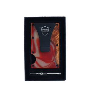 Wood and Resin Smart Wallet (Red and Gold)