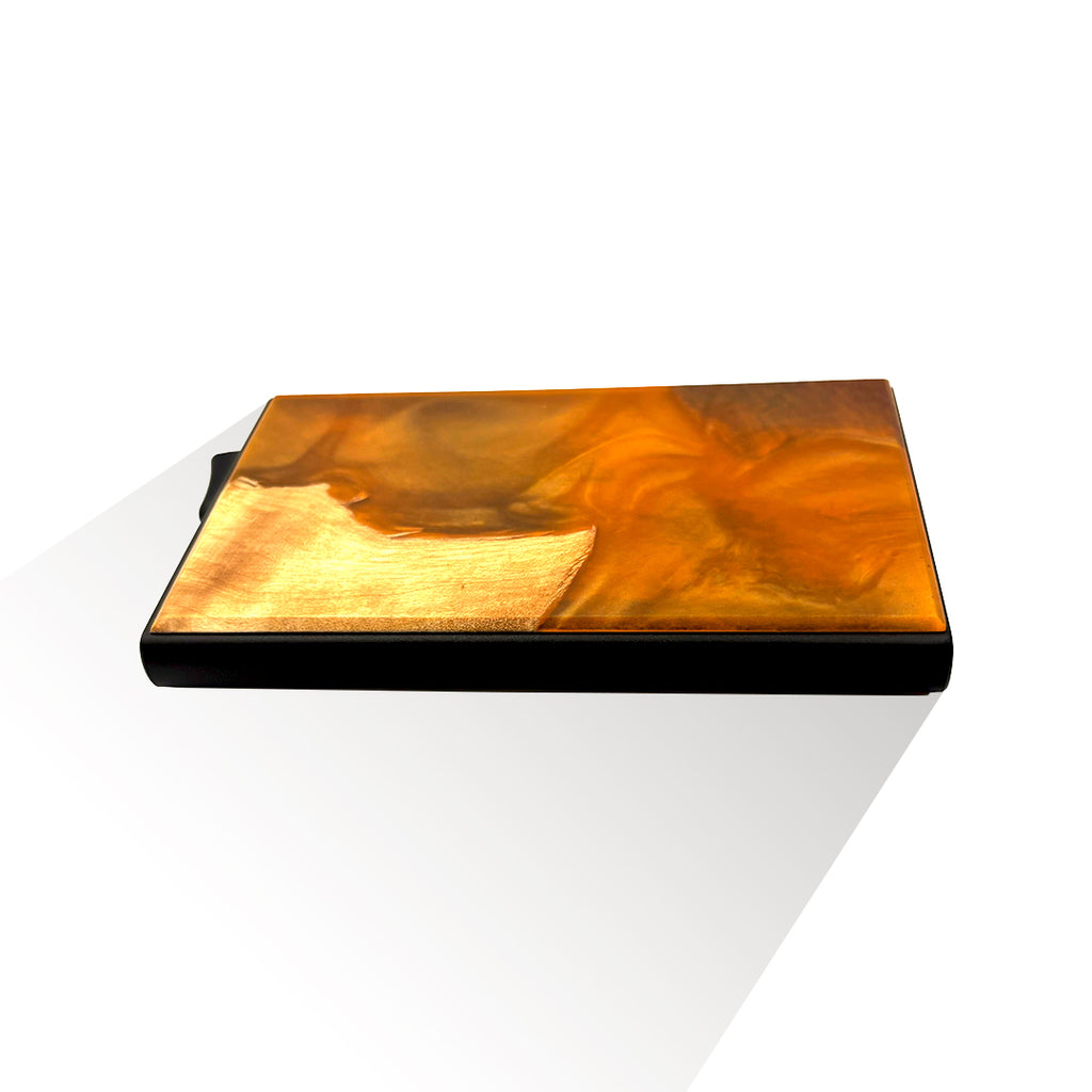 Orange- Wood & Resin Smart Wallet (Pop-Up Card Holder)