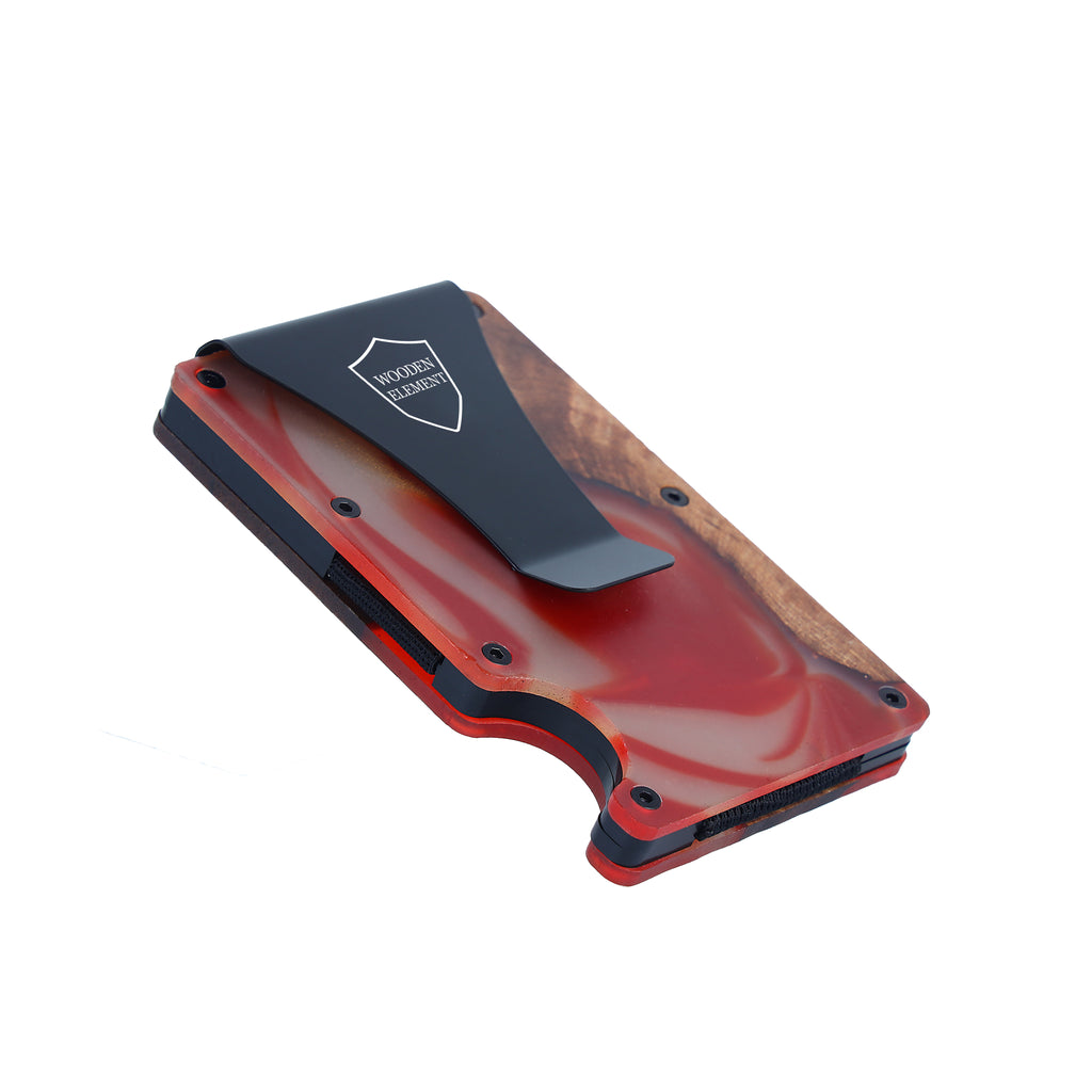 Wood and Resin Smart Wallet (Red and Gold)
