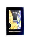 Wood and Resin Smart Wallet (Gold + Royal Blue + White)