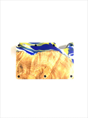 Wood and Resin Smart Wallet (Gold + Royal Blue + White)