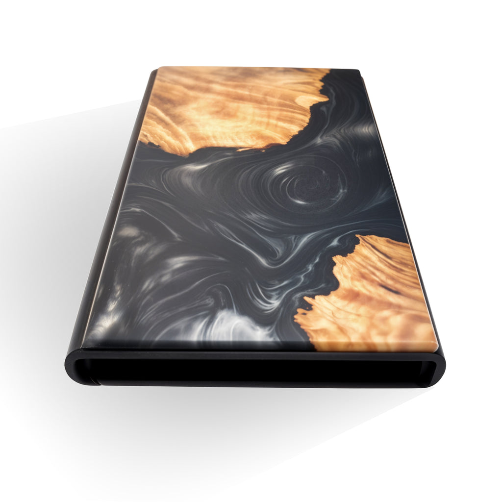 Black- Wood & Resin Smart Wallet (Pop-Up Card Holder)