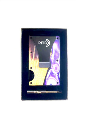 Wood and Resin Smart Wallet (Violet & White)