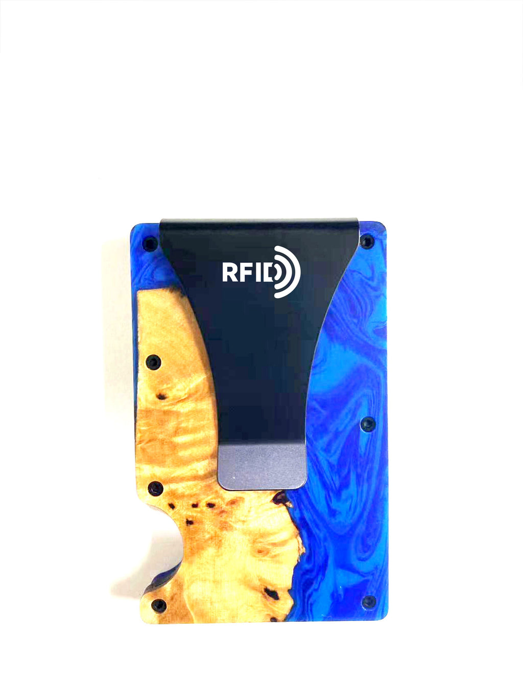 Wood and Resin Smart Wallet (Royal Blue + Light Blue)