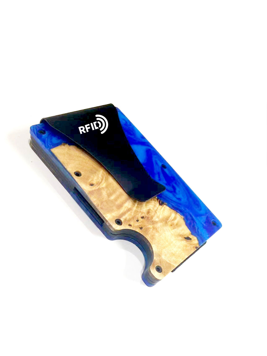 Wood and Resin Smart Wallet (Royal Blue + Light Blue)