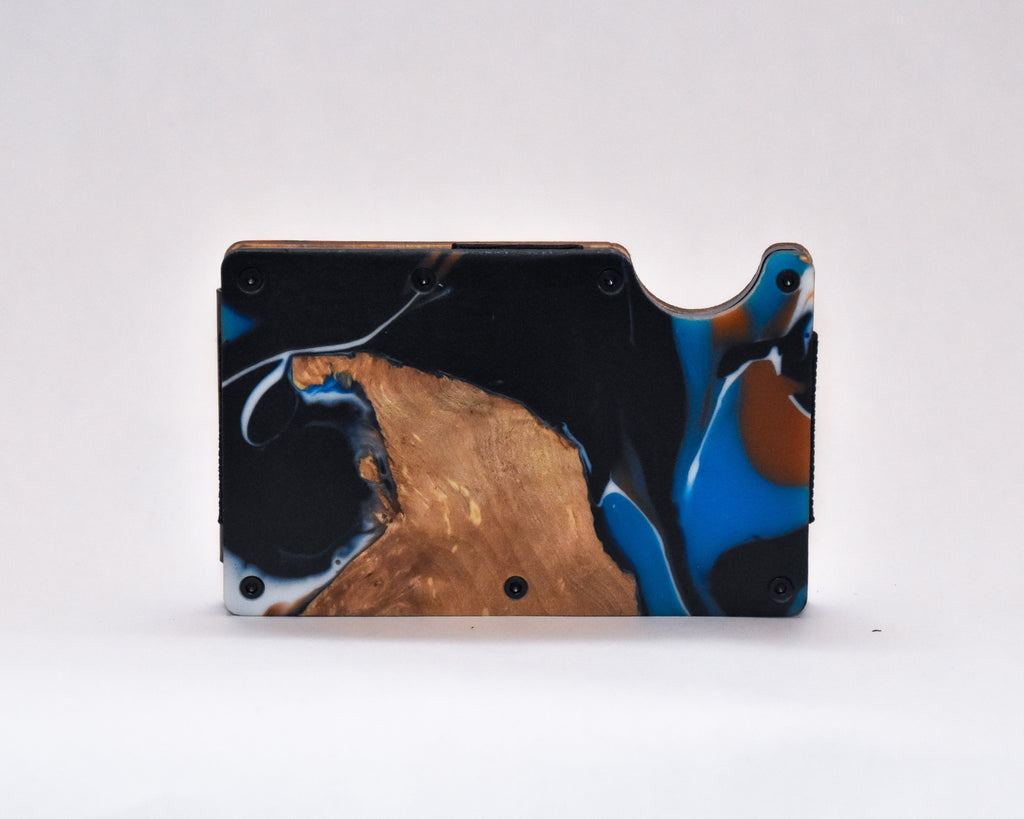 Wood and Resin Smart Wallet (Coffee + Blue + Black + White)