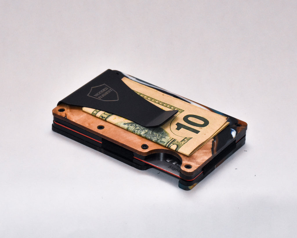 Wood and Resin Smart Wallet (Coffee + Blue + Black + White)