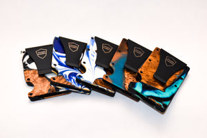 Wood and Resin Smart Wallet (Fluorescent Green + Blue)