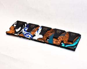 Wood and Resin Smart Wallet (Coffee + Blue + Black + White)
