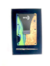 Wood and Resin Smart Wallet (Fluorescent Green + Blue)