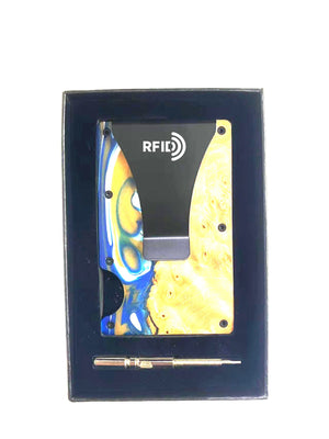 Wood and Resin Smart Wallet (Copper + Blue + White)