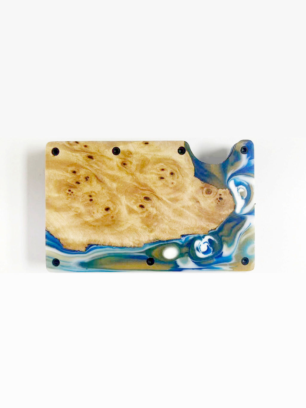 Wood and Resin Smart Wallet (Copper + Blue + White)