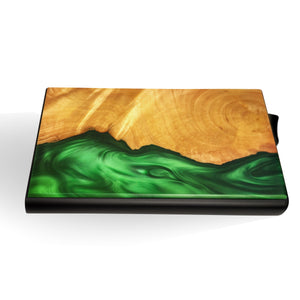 Green - Wood & Resin Smart Wallet (Pop-Up Card Holder)