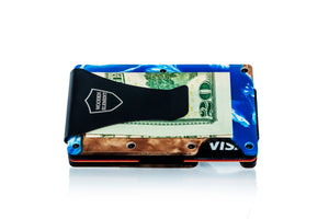 Wood and Resin Smart Wallet (Blue and White)