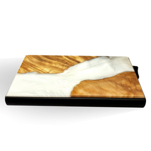 Pearl White - Wood & Resin Smart Wallet (Pop-Up Card Holder)