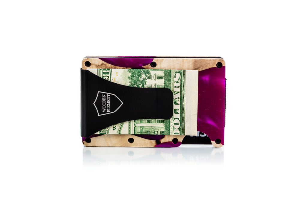 Wood and Resin Smart Wallet (Purple)