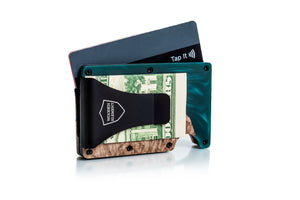 Wood and Resin Smart Wallet (Cyan)