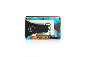 Wood and Resin Smart Wallet (Light Blue)
